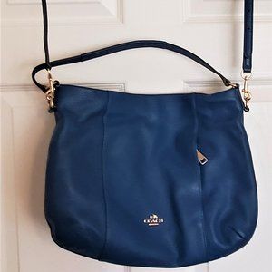Coach Blue Pebble Leather Handbag Hobo Satchel Purse (F35809)